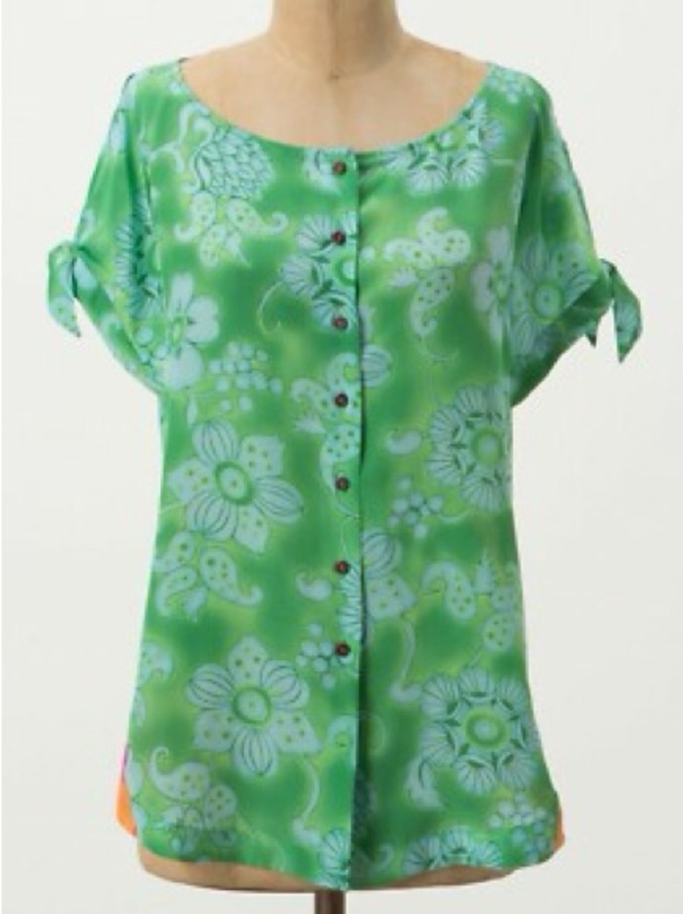 Anthropologie Vanessa Virginia 100% Silk Cold Shoulder Floral Print Top Size 2
